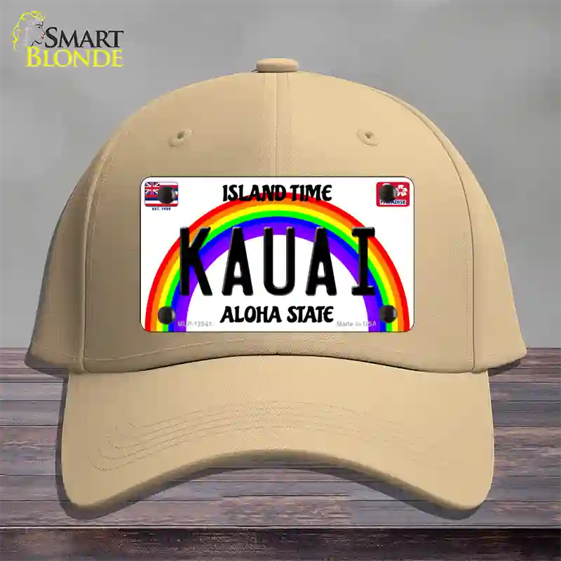 Kauai Hawaii Novelty License Plate Hat Cotton / Khaki