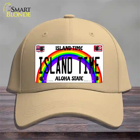 Island Time Hawaii Novelty License Plate Hat Cotton / Khaki