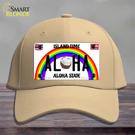 Aloha Coconut Hawaii Novelty License Plate Hat Cotton / Khaki