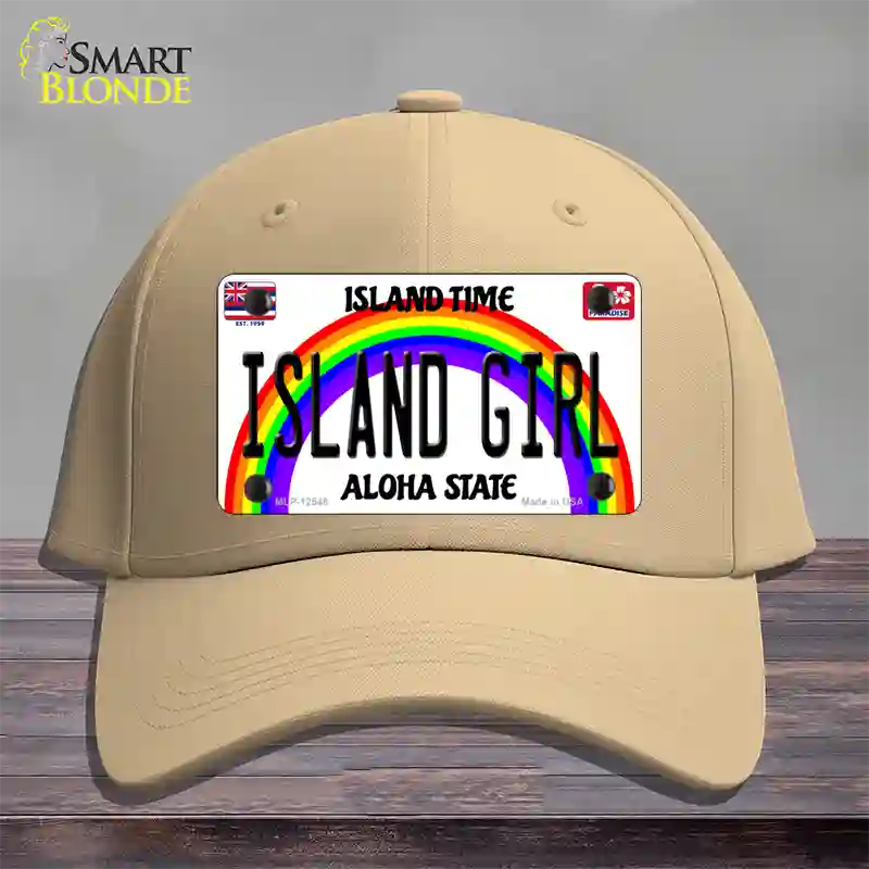 Island Girl Hawaii Novelty License Plate Hat Cotton / Khaki