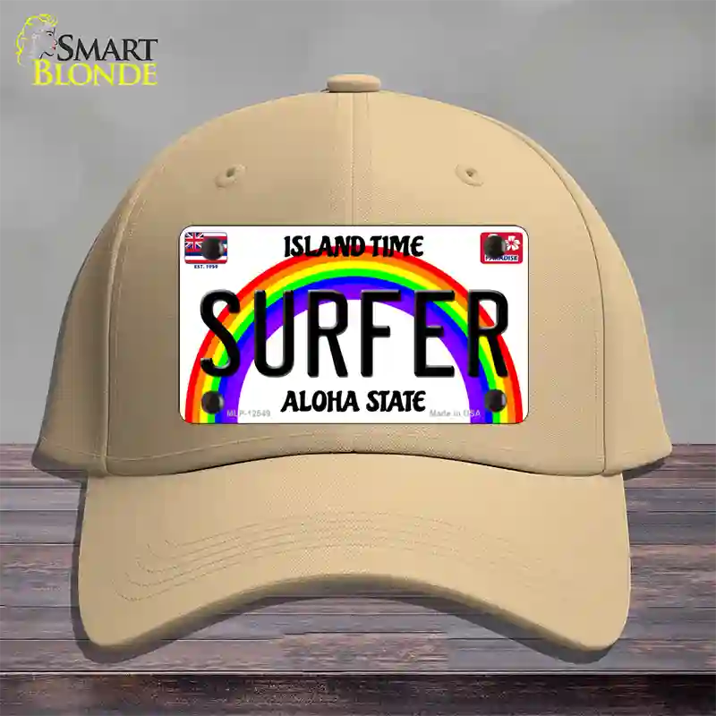 Surfer Hawaii Novelty License Plate Hat Cotton / Khaki