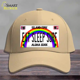 Eat Sleep Surf Hawaii Novelty License Plate Hat Cotton / Khaki