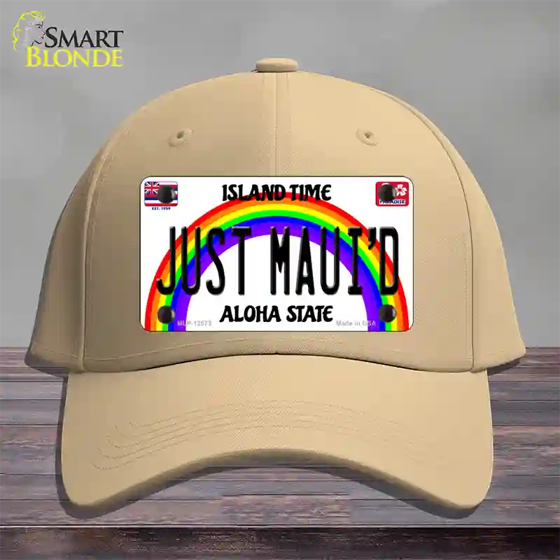 Just Mauid Hawaii Novelty License Plate Hat Cotton / Khaki