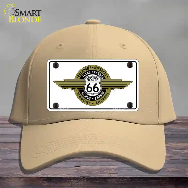 Route 66 Shield Emblem Novelty License Plate Hat Cotton / Khaki