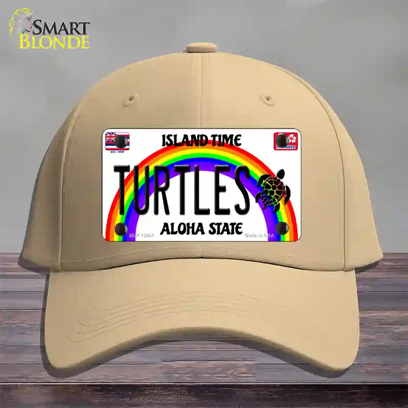 Turtles Hawaii Novelty License Plate Hat Cotton / Khaki