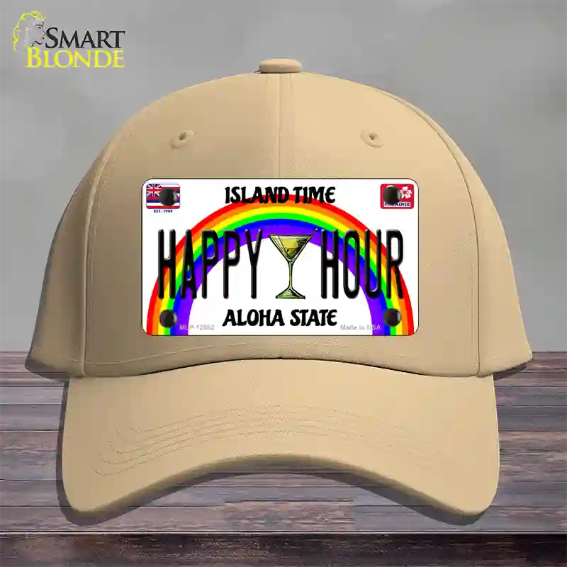 Happy Hour Hawaii Novelty License Plate Hat Cotton / Khaki