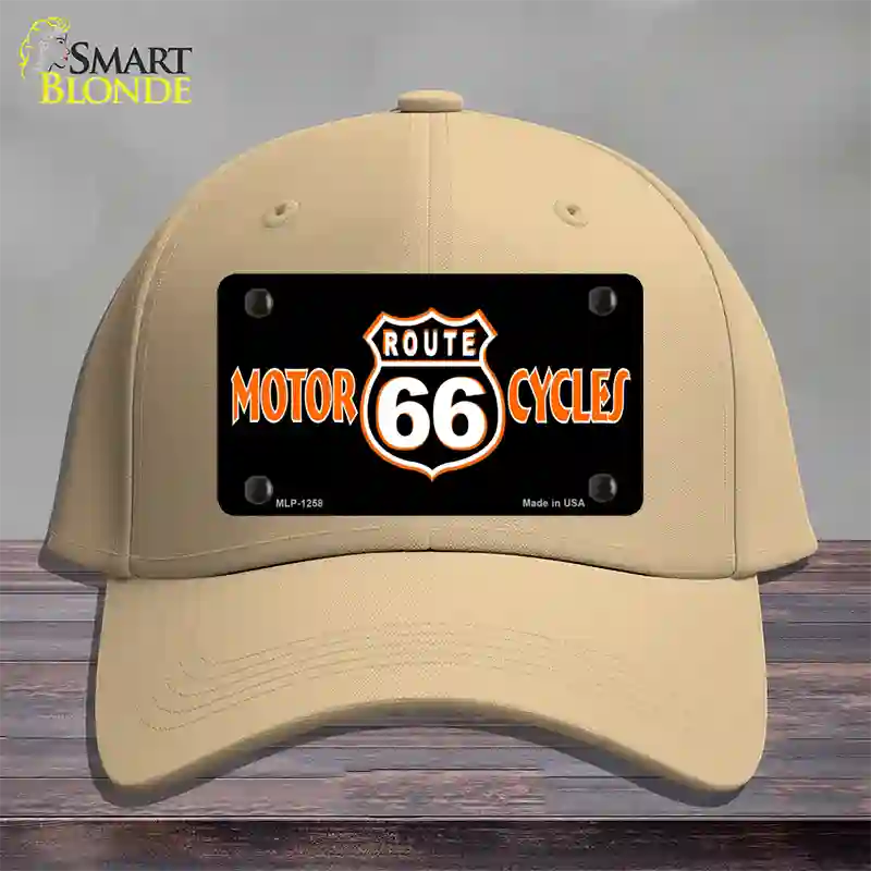 Route 66 Motorcycles Novelty License Plate Hat Cotton / Khaki