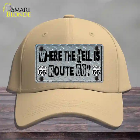 Where The Hell Is Route 66 Novelty License Plate Hat Cotton / Khaki