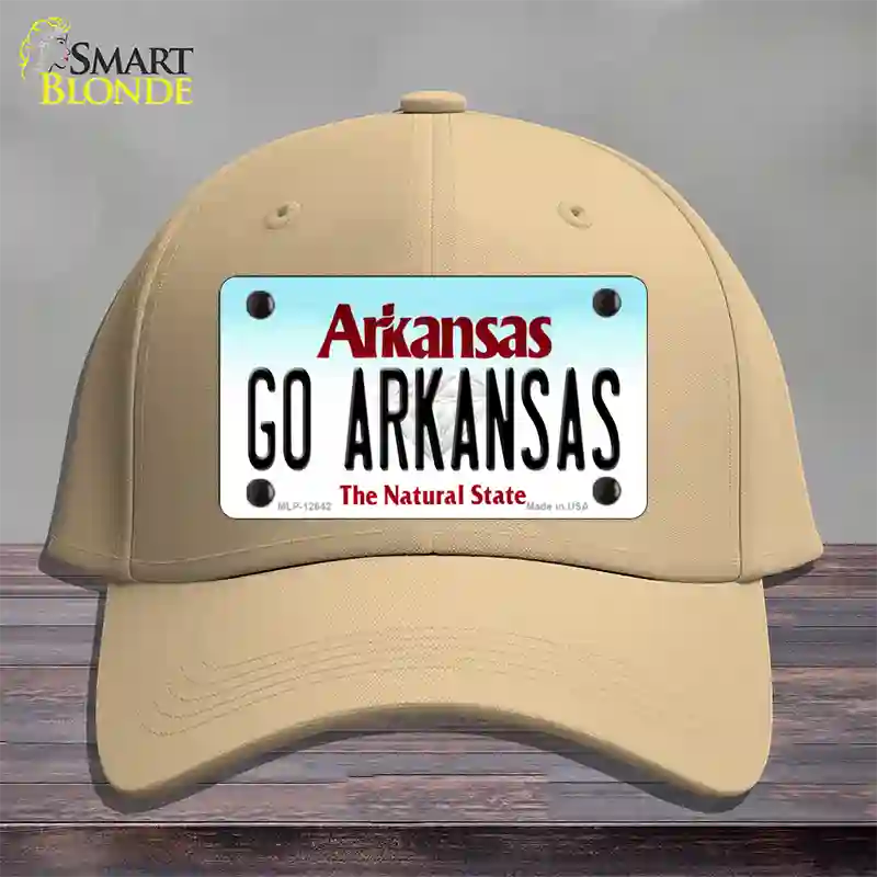 Go Arkansas Novelty License Plate Hat Cotton / Khaki