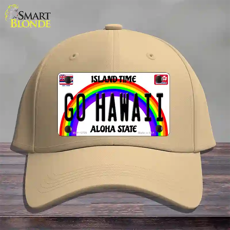 Go Hawaii Novelty License Plate Hat Cotton / Khaki