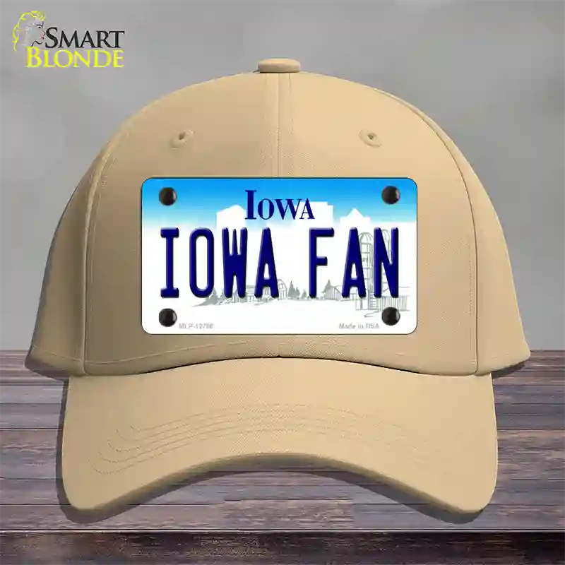 Iowa Fan Novelty License Plate Hat Tag Cotton / Khaki