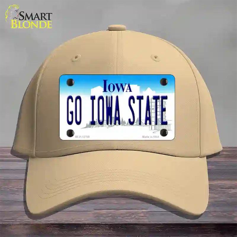 Go Iowa State Novelty License Plate Hat Tag Cotton / Khaki