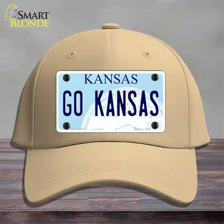 Go Kansas Novelty License Plate Hat Tag Cotton / Khaki