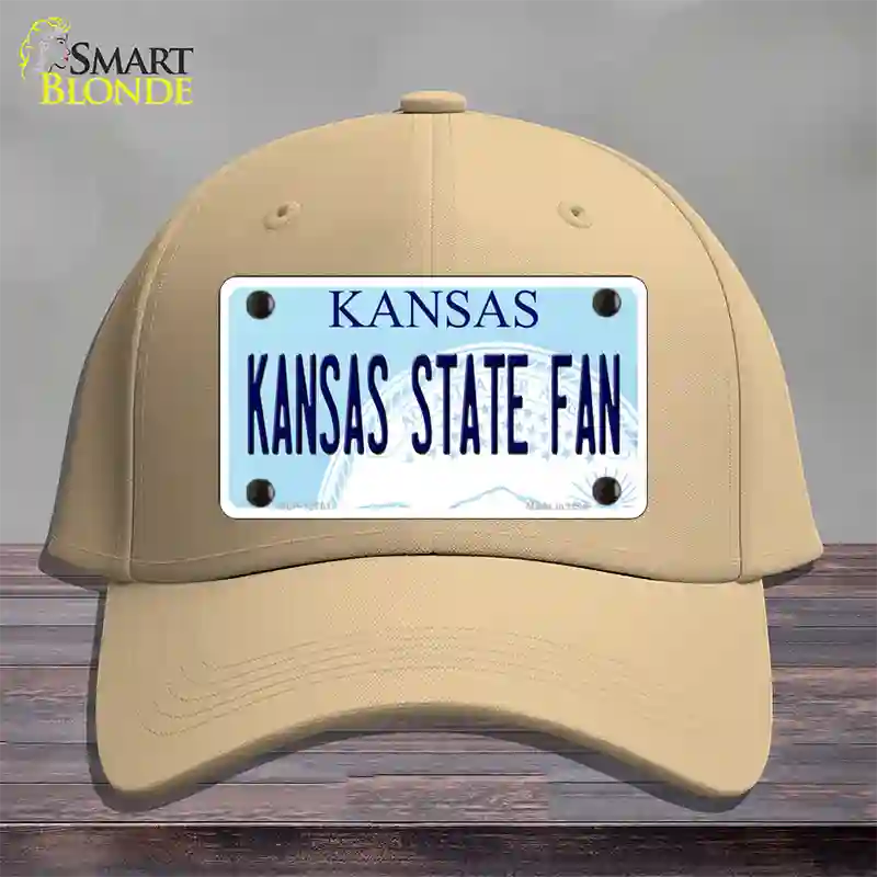 Kansas State Fan Novelty License Plate Hat Tag Cotton / Khaki