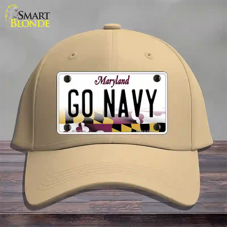 Go Navy Novelty License Plate Hat Tag Cotton / Khaki