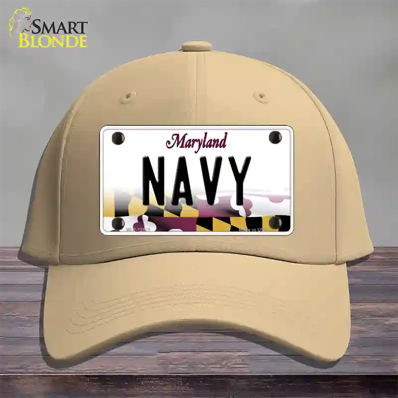 Navy Novelty License Plate Hat Cotton / Khaki