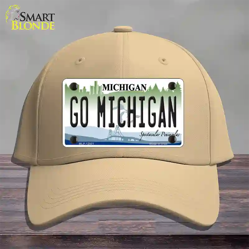 Go Michigan Novelty License Plate Hat Cotton / Khaki