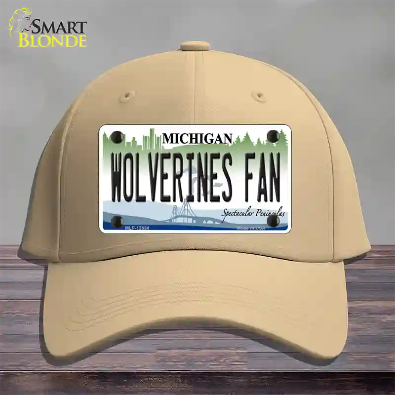 Wolverines Fan Novelty License Plate Hat Cotton / Khaki