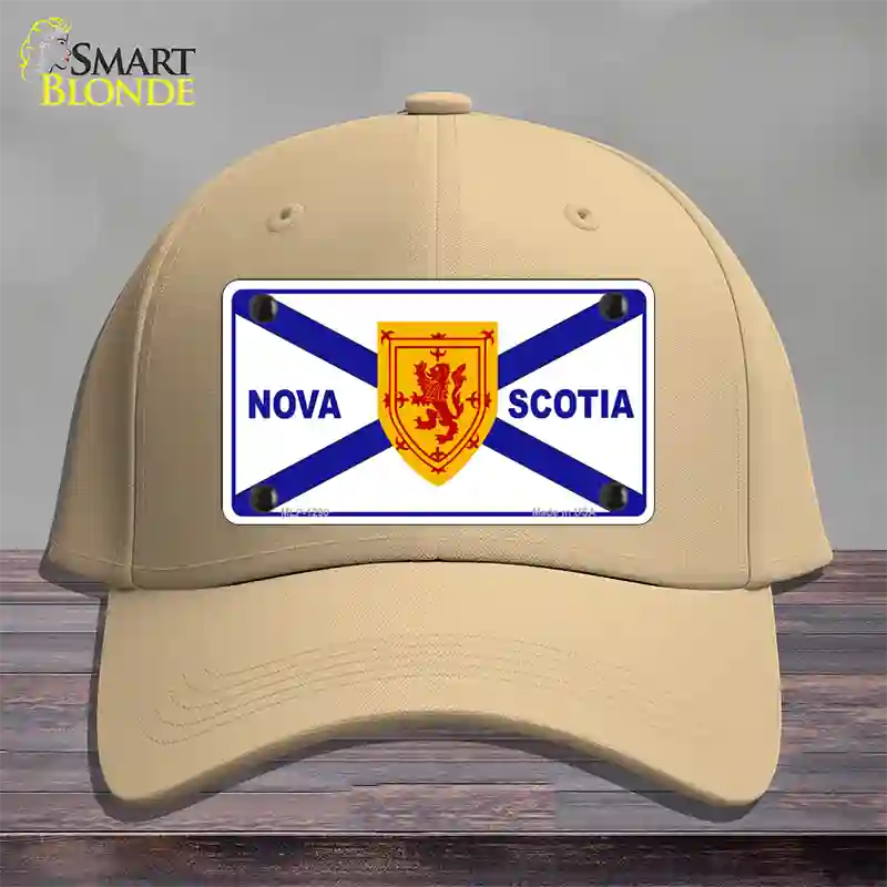 Nova Scotia Flag Novelty License Plate Hat Cotton / Khaki