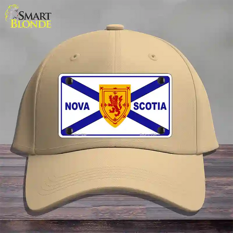 Nova Scotia Flag Novelty License Plate Hat Cotton / Khaki