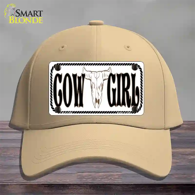 Cowgirl with Skull Novelty License Plate Hat Cotton / Khaki