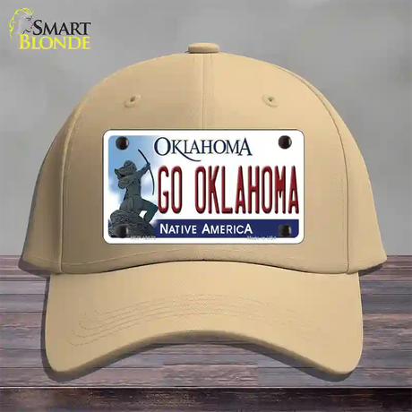 Go Oklahoma Novelty License Plate Hat Cotton / Khaki