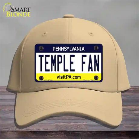 Temple Fan Novelty License Plate Hat Cotton / Khaki