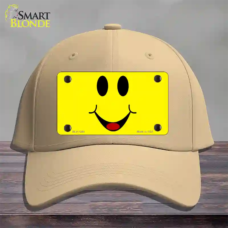 Happy Smiley Novelty License Plate Hat Cotton / Khaki