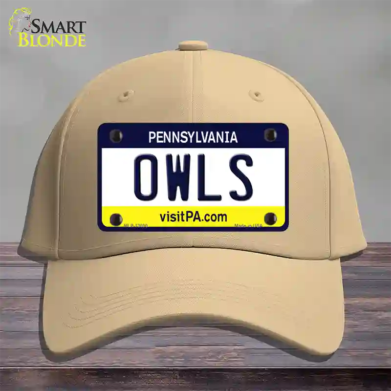 Owls Novelty License Plate Hat Cotton / Khaki