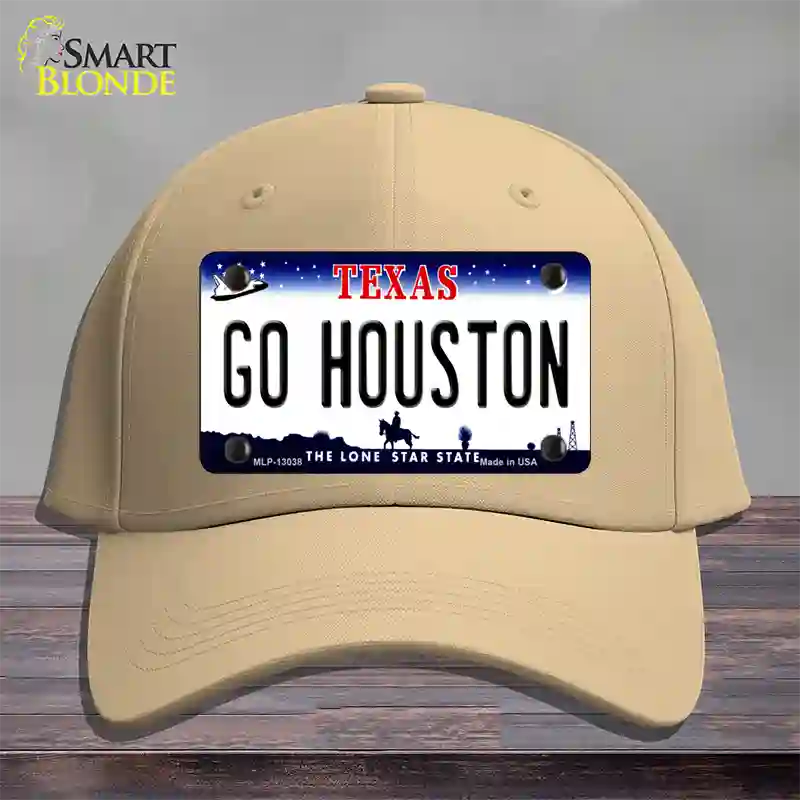 Go Houston Novelty License Plate Hat Cotton / Khaki