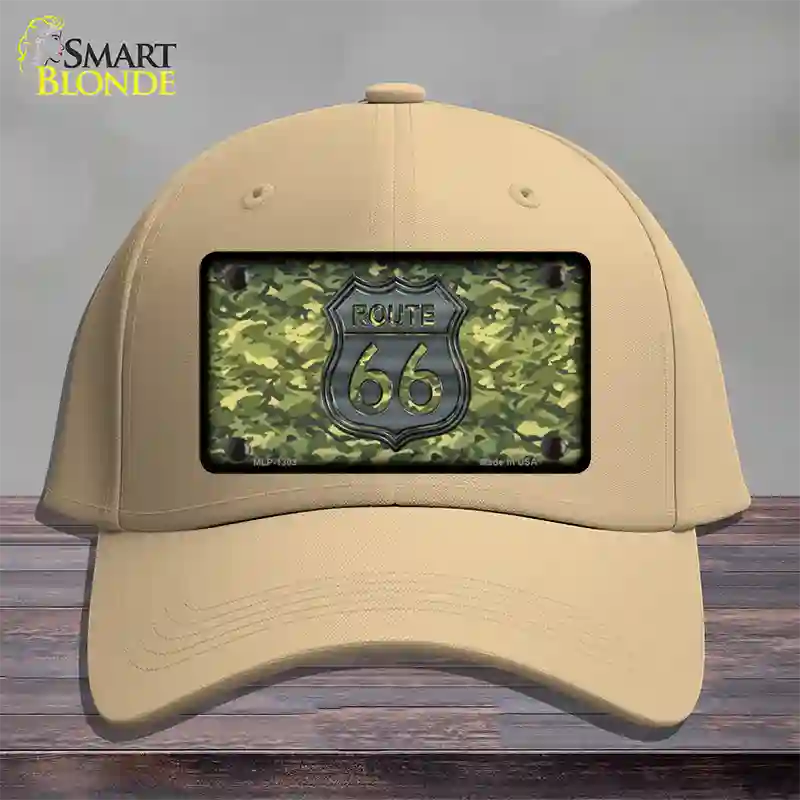 Route 66 Camouflage Novelty License Plate Hat Cotton / Khaki