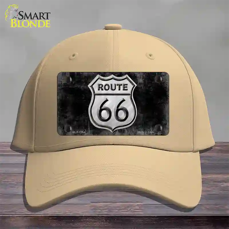 Route 66 Black & White Novelty License Plate Hat Cotton / Khaki