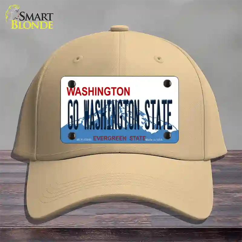 Go Washington State Novelty License Plate Hat Cotton / Khaki