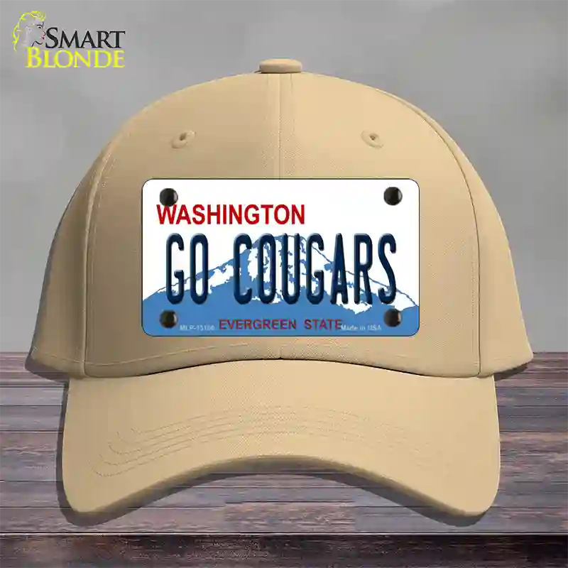 Go Cougars Washington Novelty License Plate Hat Cotton / Khaki