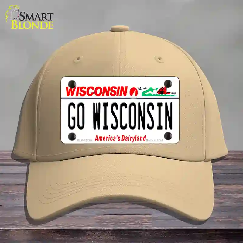 Go Wisconsin Novelty License Plate Hat Cotton / Khaki