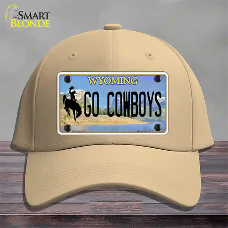 Go Cowboys Wyoming Novelty License Plate Hat Cotton / Khaki