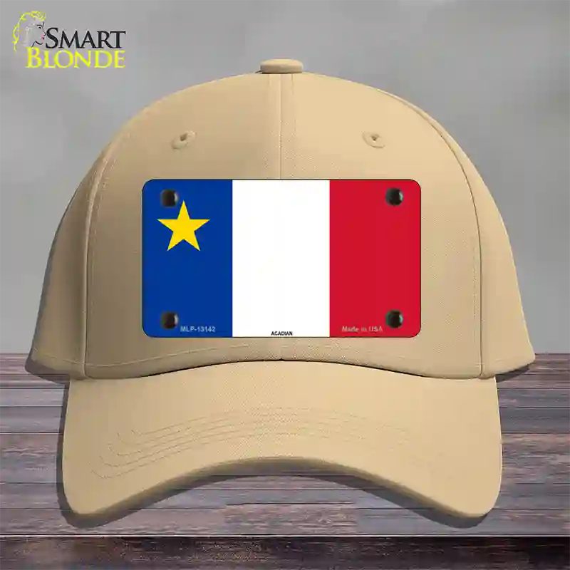 Acadian Canada Flag Novelty License Plate Hat Cotton / Khaki