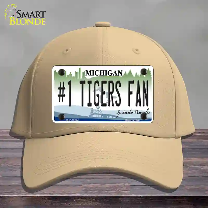 Number 1 Tigers Fan Novelty License Plate Hat Tag Cotton / Khaki