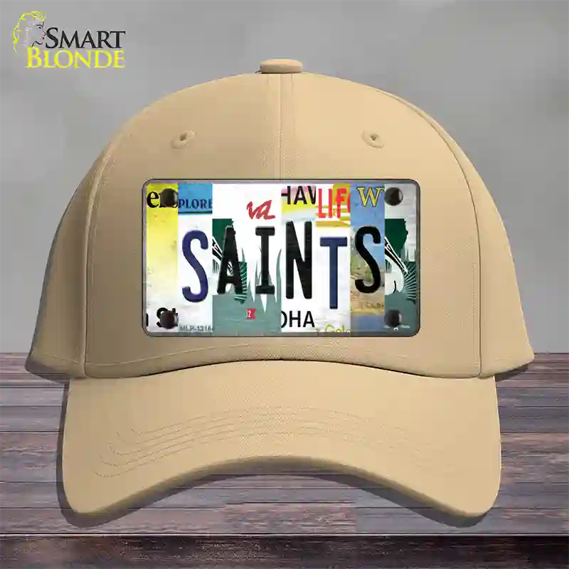 Saints Strip Art Novelty License Plate Hat Tag Cotton / Khaki