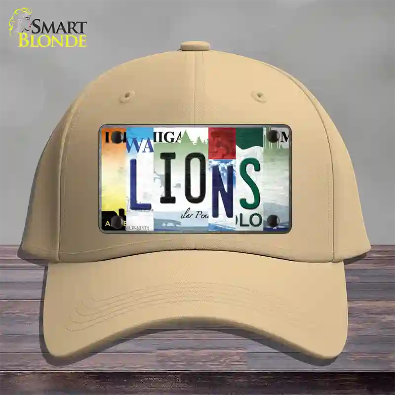 Lions Strip Art Novelty License Plate Hat Tag Cotton / Khaki