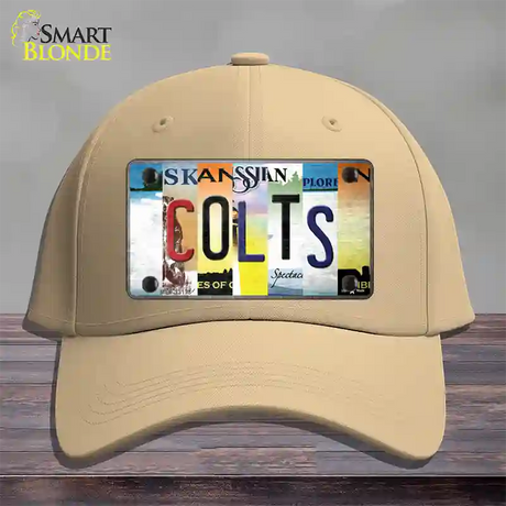 Colts Strip Art Novelty License Plate Hat Tag Cotton / Khaki