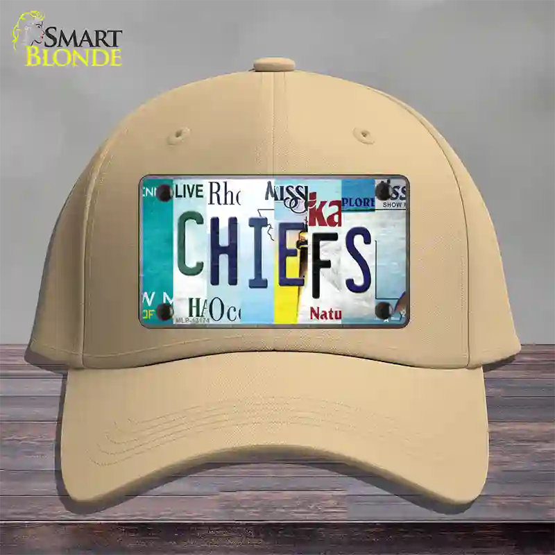 Chiefs Strip Art Novelty License Plate Hat Tag Cotton / Khaki