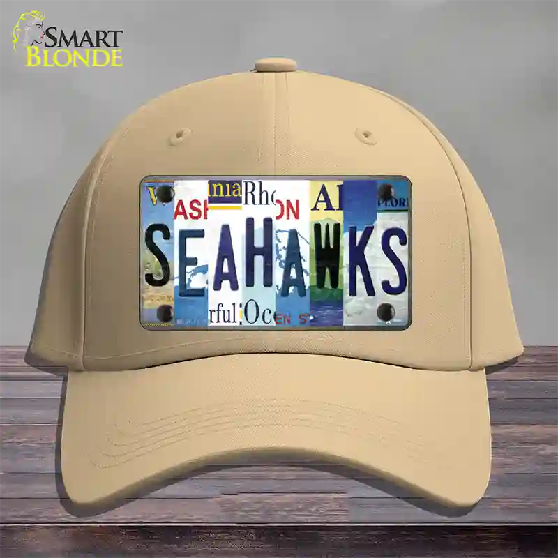 Seahawks Strip Art Novelty License Plate Hat Tag Cotton / Khaki