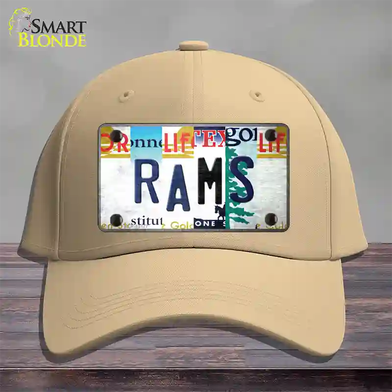 Rams Strip Art Novelty License Plate Hat Tag Cotton / Khaki