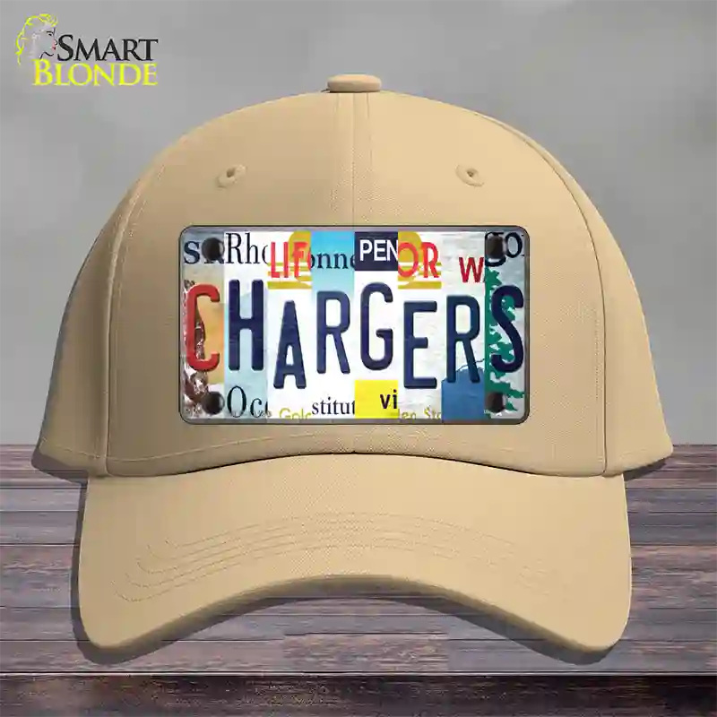 Chargers Strip Art Novelty License Plate Hat Tag Cotton / Khaki