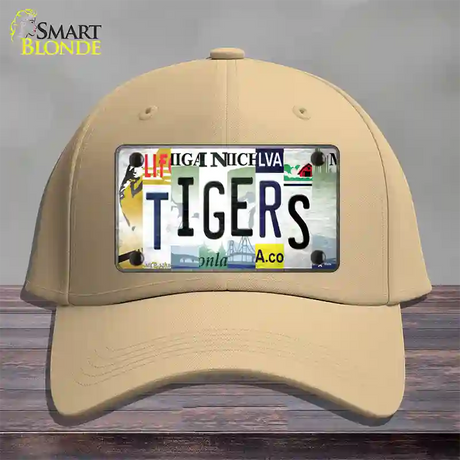 Tigers Strip Art Novelty License Plate Hat Tag Cotton / Khaki