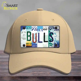 Bulls Strip Art Novelty License Plate Hat Tag Cotton / Khaki