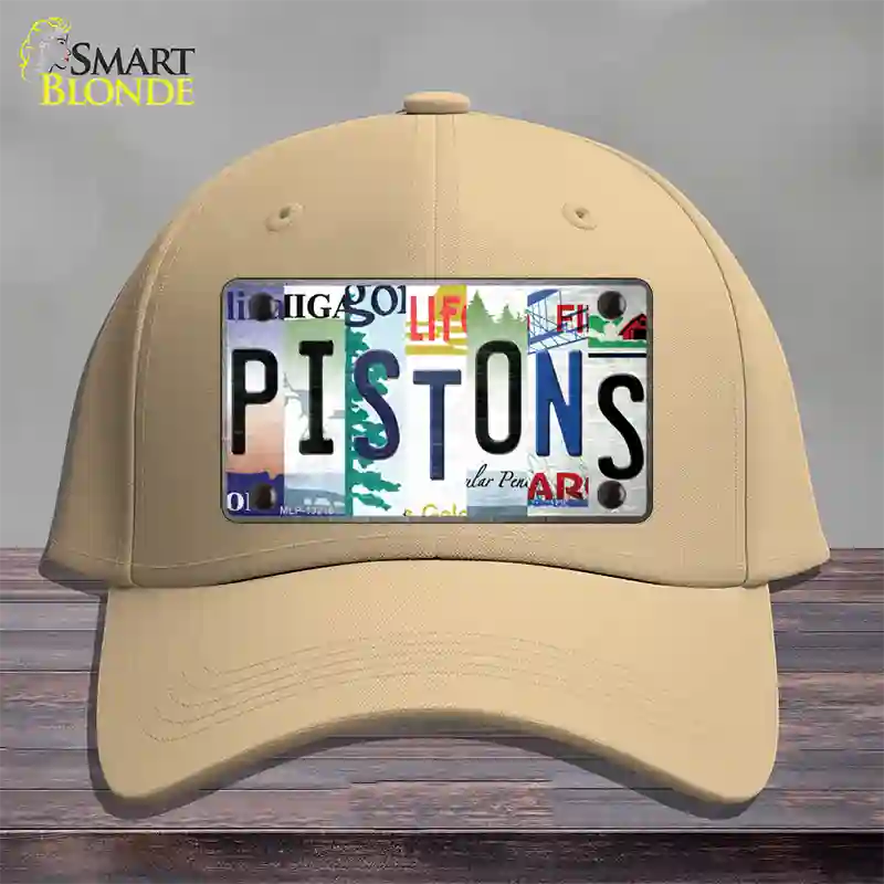 Pistons Strip Art Novelty License Plate Hat Tag Cotton / Khaki