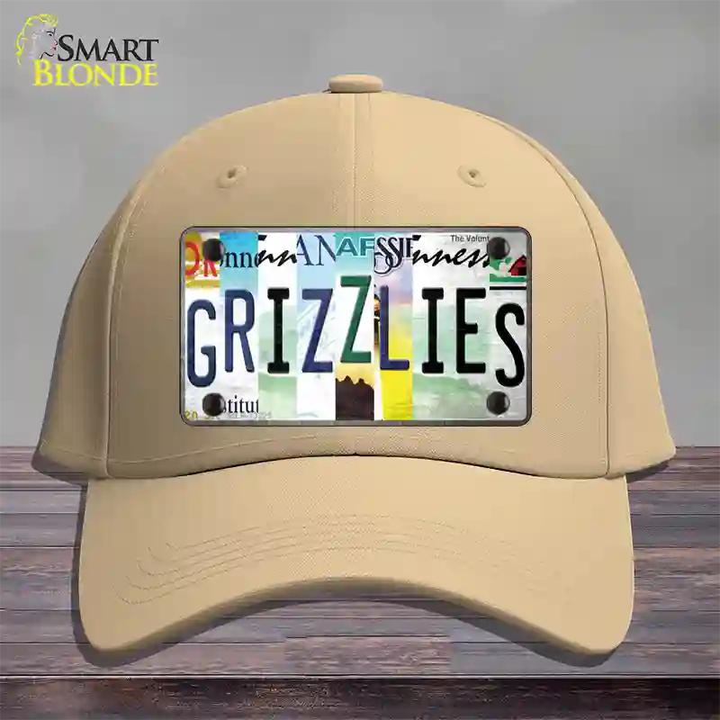 Grizzlies Strip Art Novelty License Plate Hat Tag Cotton / Khaki