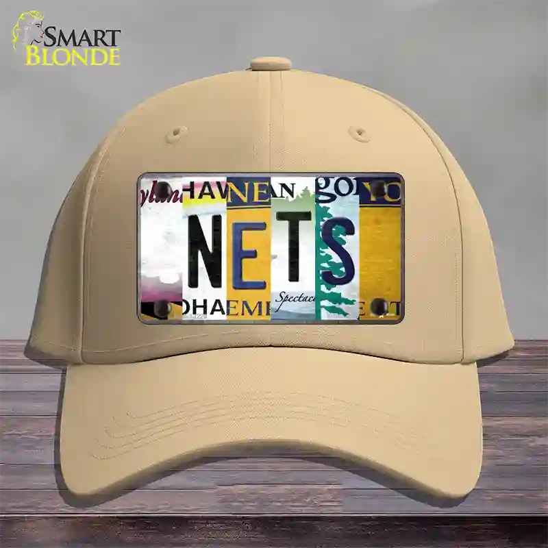 Nets Strip Art Novelty License Plate Hat Tag Cotton / Khaki